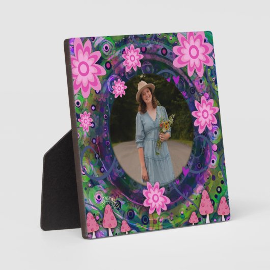 Roze Paarse Bloemen Schattige Uw Foto Aangepast Fotoplaat (Voorkant)