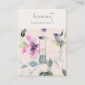 Roze Paarse Bloemen Script Hairclip Pin Holder Visitekaartje (Voorkant)