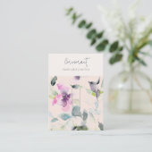Roze Paarse Bloemen Script Hairclip Pin Holder Visitekaartje (Staand voorkant)