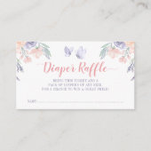 Roze Paarse Bloemen Vlinder Luier Raffle Ticket Informatiekaartje (Voorkant)