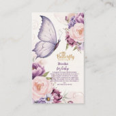 Roze Paarse Bloemen Vlinder Meisje Boeken voor Bab Informatiekaartje (Voorkant)
