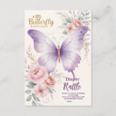 Roze Paarse Bloemen Vlinder Meisje Diapper Raffle Informatiekaartje (Voorkant)