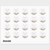 Roze Paarse Bloemen & Vlinders Dank u Ronde Sticker (Vel)