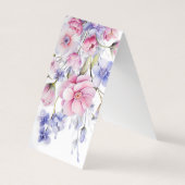 Roze & Paarse Bloemen Vouwen Bladwijzer Bookmarker Visitekaartje (Achterkant)