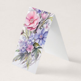 Roze & Paarse Bloemen Vouwen Bladwijzer Bookmarker Visitekaartje