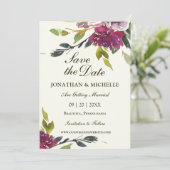 Roze Paarse Bloemen Waterverf Christelijk Bruiloft Save The Date (Staand voorkant)