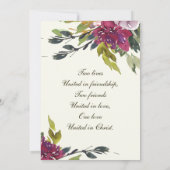 Roze Paarse Bloemen Waterverf Christelijk Bruiloft Save The Date (Achterkant)