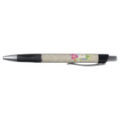 Roze Paarse Bloemen Waterverf Gouden Sparkle Pen (Bodem)