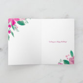 Roze paarse bloemen waterverf verjaardagsscript kaart (Binnen)