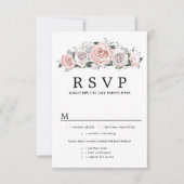 Roze Paarse Bloemenbruiloft RSVP Kaart, Maaltijdop (Voorkant)