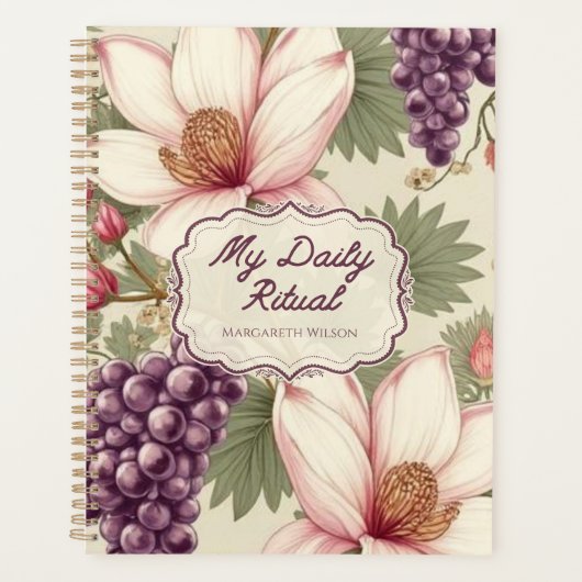 Roze Paarse Bloemendag Planner Notitieboek (Voorkant)