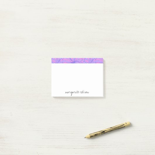 Roze & Paarse Bloemendesign Post-it® Notes (Op bureau)