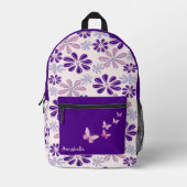 Roze Paarse bloemendoedelpatroon Bedrukte Rugzak (Voorkant)