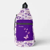 Roze Paarse bloemendoedelpatroon Sling Bag (Voorkant)
