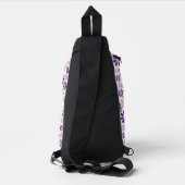 Roze Paarse bloemendoedelpatroon Sling Bag (Achterkant)