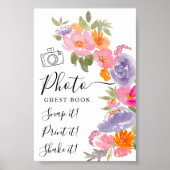  roze paarse bloemenfoto gast afstuderen poster (Voorkant)