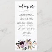 Roze Paarse bloemenkrans trouwceremonie Programmakaart (Achterkant)