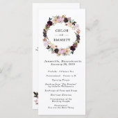 Roze Paarse bloemenkrans trouwceremonie Programmakaart (Voorkant / Achterkant)