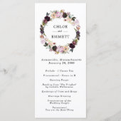 Roze Paarse bloemenkrans trouwceremonie Programmakaart (Voorkant)