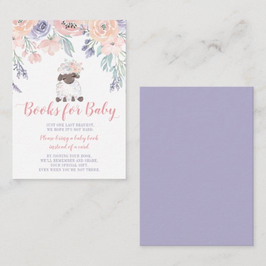 Roze Paarse Bloemenlam Baby shower Boekaanvraag Informatiekaartje (Voorkant / Achterkant)