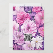 Roze Paarse bloemenlente bruiloft Kaart (Achterkant)