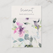 Roze Paarse bloemenscript oorbel studhouder Visitekaartje (Voorkant)