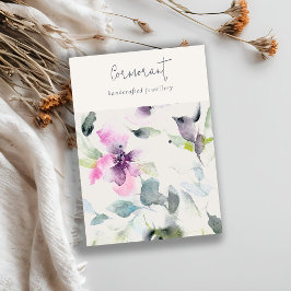 Roze Paarse bloemenscript oorbel studhouder Visitekaartje