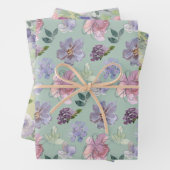 Roze Paarse bloementuin Inpakpapier Vel (In situ)