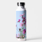 Roze Paarse bloemenweide Waterfles (Links)