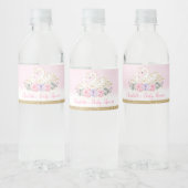 Roze Paarse Bloemenzwaan Prinses Baby shower Favor Waterfles Etiket (Flessen)