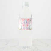 Roze Paarse Bloemenzwaan Prinses Baby shower Favor Waterfles Etiket (Achterkant)