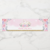 Roze Paarse Bloemenzwaan Prinses Baby shower Favor Waterfles Etiket (Enkel label)