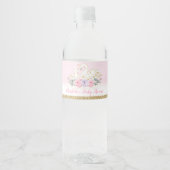 Roze Paarse Bloemenzwaan Prinses Baby shower Favor Waterfles Etiket (Voorkant)
