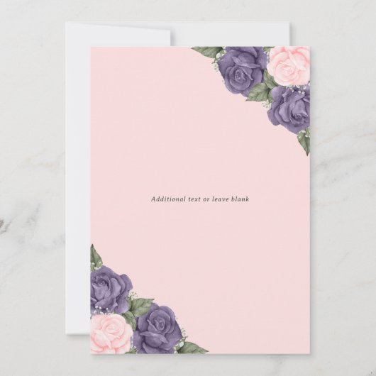 Roze Paarse bloemfoto in liefdevolle herinnering Kaart (Achterkant)