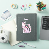 Roze Paarse Bloemhart Kat   Sticker (iPad Cover)