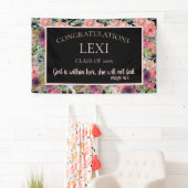 Roze Paarse Bloemige Afstudeer Christelijke Bijbel Spandoek (Insitu)