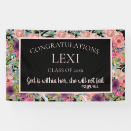 Roze Paarse Bloemige Afstudeer Christelijke Bijbel Spandoek