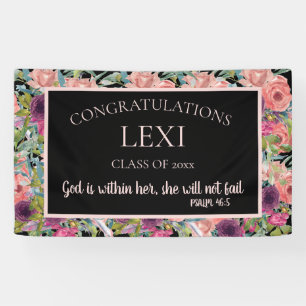 Roze Paarse Bloemige Afstudeer Christelijke Bijbel Spandoek