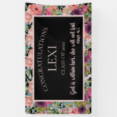 Roze Paarse Bloemige Afstudeer Christelijke Bijbel Spandoek (Verticaal)