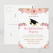 Roze Paarse Bloemige Afstudeerkaart Briefkaart (Voorkant / Achterkant)