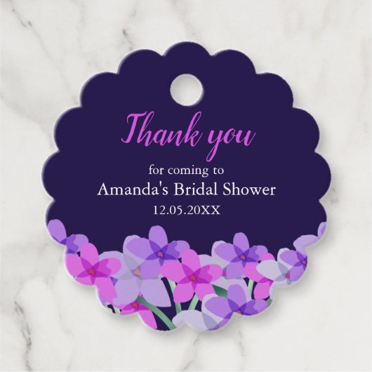Roze Paarse Bloemige Bruiloft Dank Je Bedankjes Labels (Voorkant)