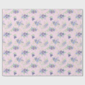 Roze Paarse Bloemige Bruiloft Verjaardag Cadeau vo Cadeaupapier (Vlak)