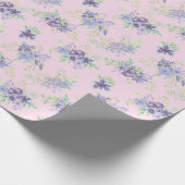 Roze Paarse Bloemige Bruiloft Verjaardag Cadeau vo Cadeaupapier (Hoek)