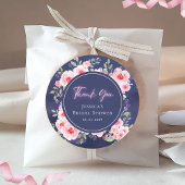 Roze & Paarse Bloemige Neon Bruidsfeest Bedankt Ronde Sticker