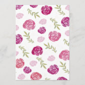 roze & Paarse bloemige Rozen bladeren bruiloft Menu (Achterkant)