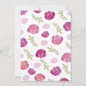 Roze & Paarse bloemige Rozen bladeren wit bruiloft Bedankkaart (Achterkant)