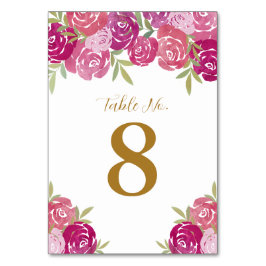 Roze & Paarse bloemige Rozen bladeren wit bruiloft Kaart