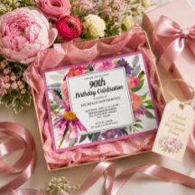 Roze Paarse Bloemige Vrouwen 90ste Verjaardag