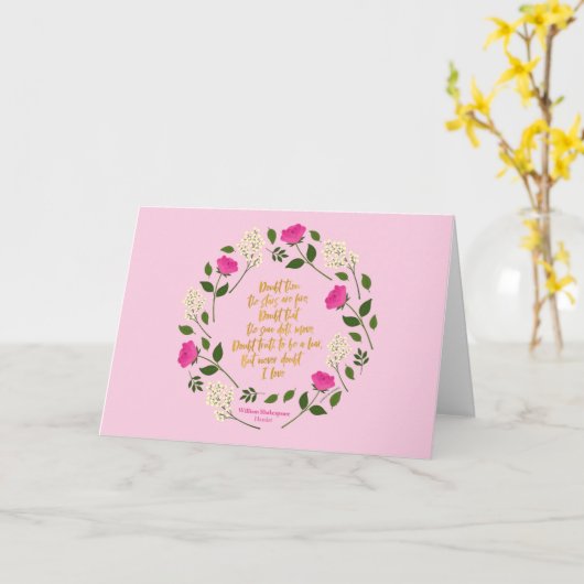 Roze Paarse Bloemige William Shakespeare Twijfel N Kaart (Gele Bloem)