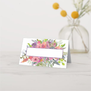 Roze Paarse Bloemmotief Plaatskaartje